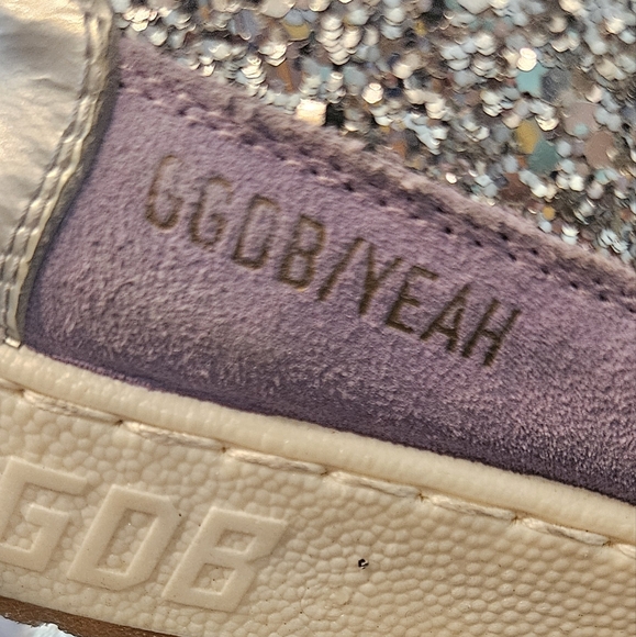 Golden Goose HTF Glitter Gold Lavender and Black Sneakers Size 8 - Picture 3 of 15